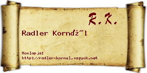 Radler Kornél névjegykártya